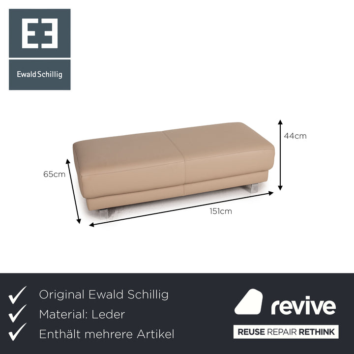 Willi Schillig Brand Face Leder Sofa Garnitur Beige 1xEcksofa 1xHocker Couch
