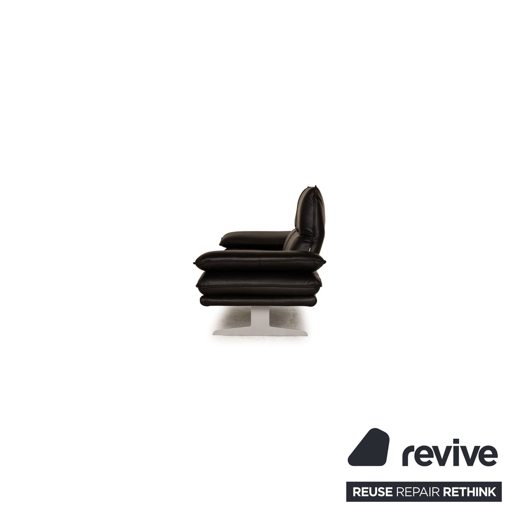 Willi Schillig Broadway Leather Three Seater Black Sofa Couch