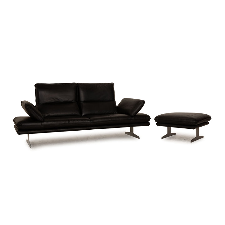 Willi Schillig Broadway Leder Sofa Garnitur Schwarz Dreisitzer Couch