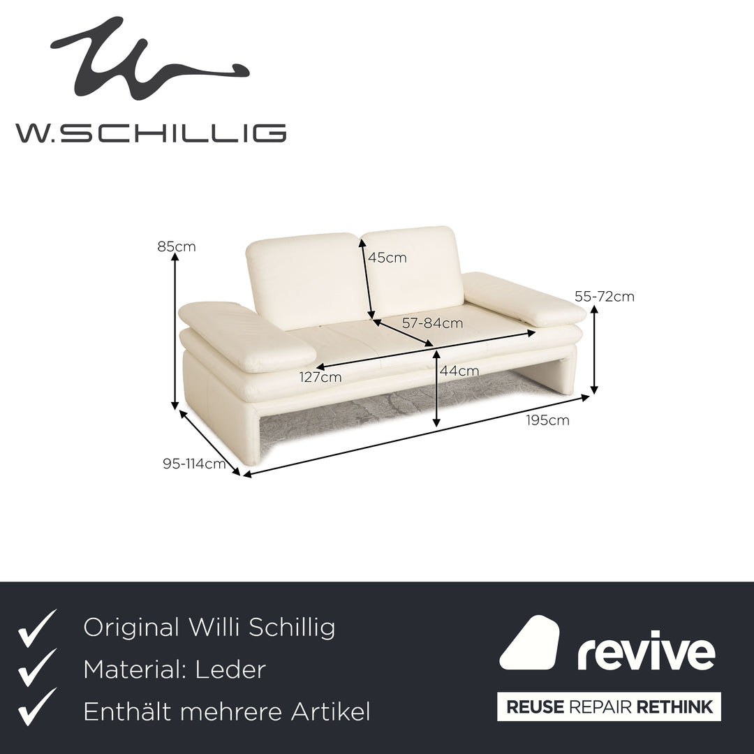 Willi Schillig Brooklyn leather sofa set cream 2x two-seater function