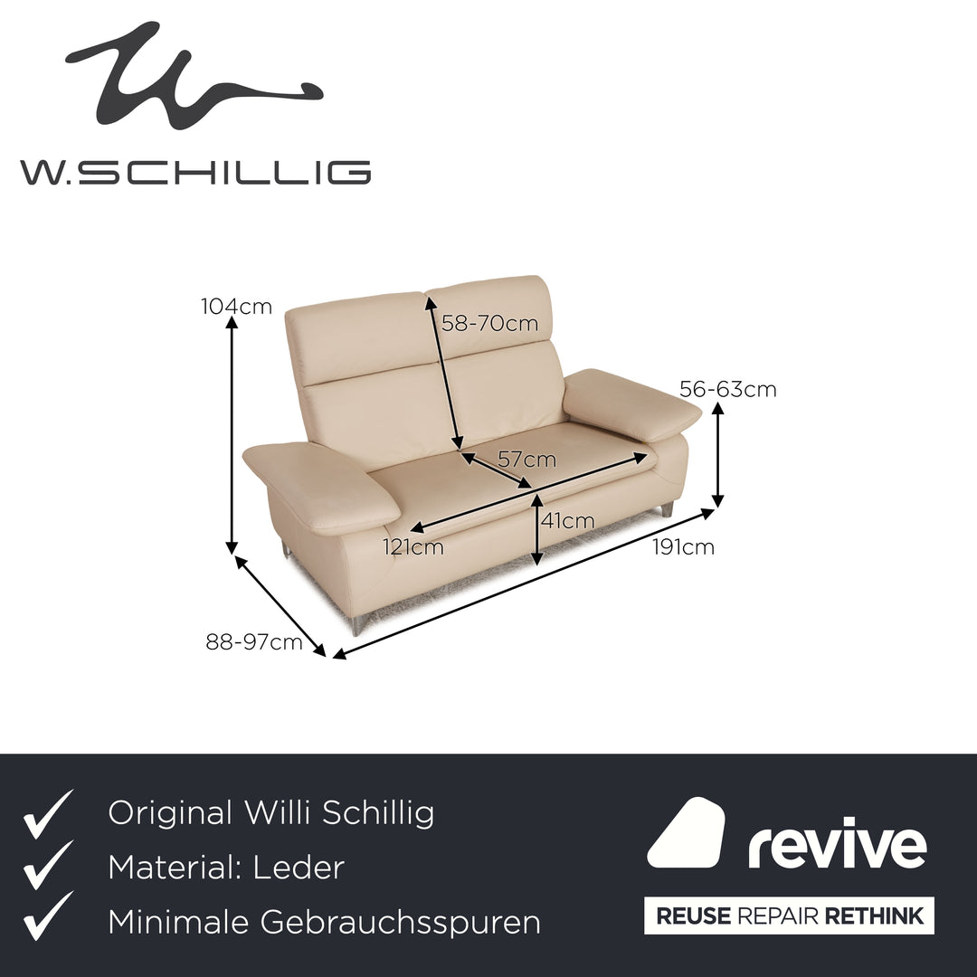 Willi Schillig Chillout Leder Sofa Creme Zweisitzer Couch Funktion
