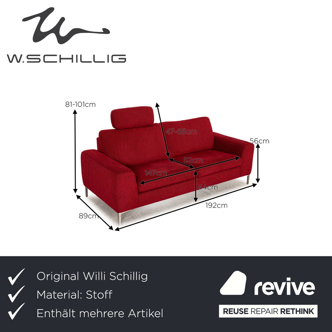 Willi Schillig Cocoon Stoff Sofa Garnitur Rot Dreisitzer Zweisitzer Couch