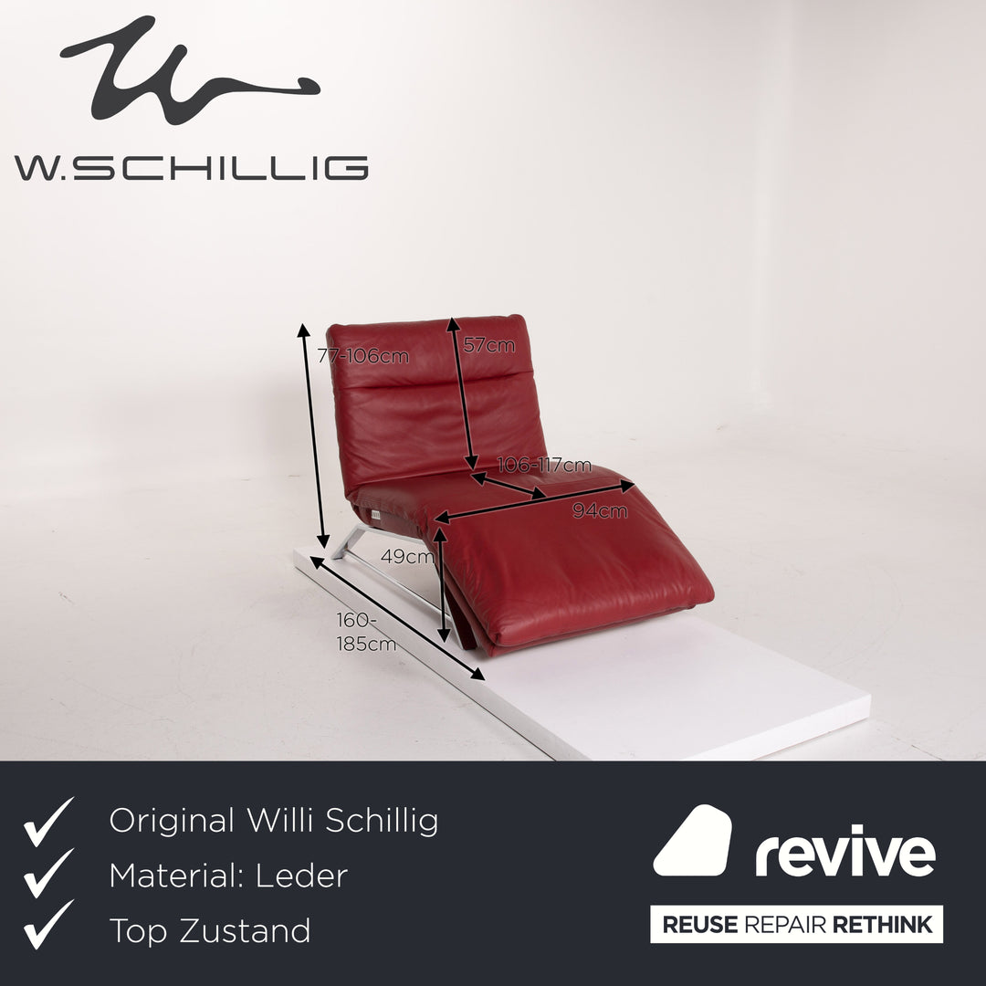 Willi Schillig Daily Dreams Leather Lounger Electric Function Red Lounger Relaxation Function #14063