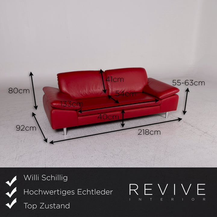 Willi Schillig Leder Sofa Rot Zweisitzer #10022