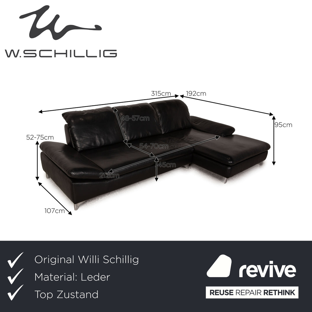 Willi Schillig Enjoy Leder Ecksofa Schwarz Sofa Couch Funktion