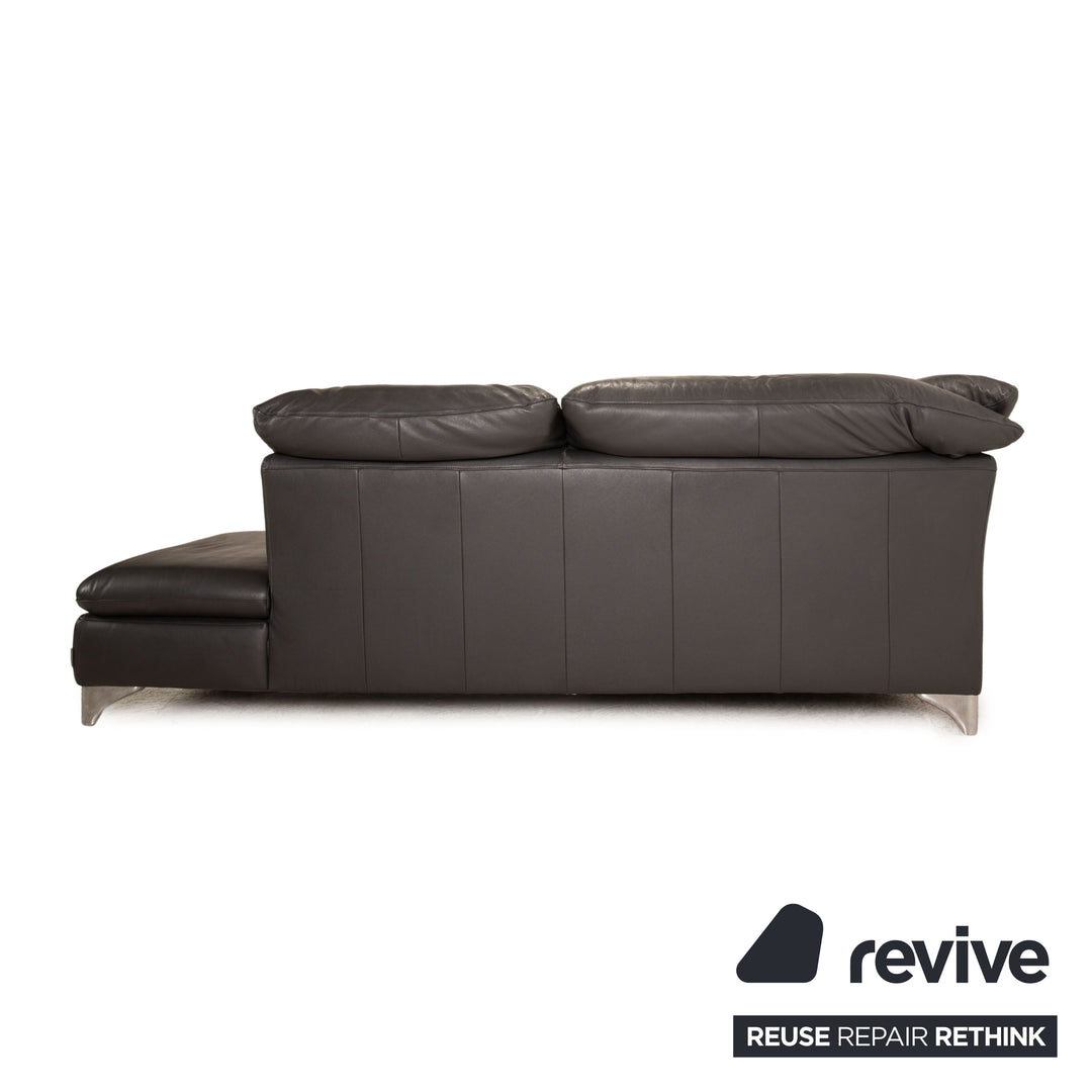 Willi Schillig Enjoy Leder Ecksofa Grau (Anthrazit) Sofa Couch manuelle Funktion Recamiere rechts