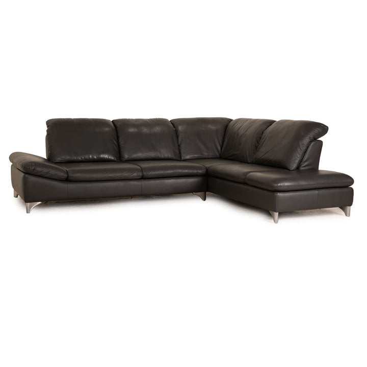Willi Schillig Enjoy Leder Ecksofa Grau (Anthrazit) Sofa Couch manuelle Funktion Recamiere rechts