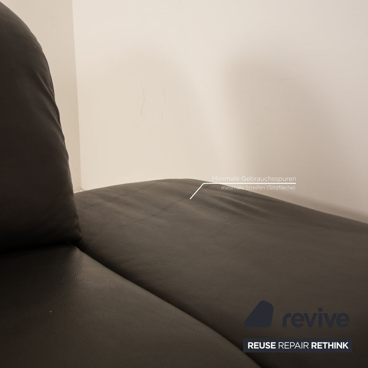 Willi Schillig Enjoy Leder Ecksofa Grau (Anthrazit) Sofa Couch manuelle Funktion Recamiere rechts