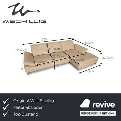 Willi Schillig Enjoy Leder Sofa Creme Ecksofa Couch Funktion