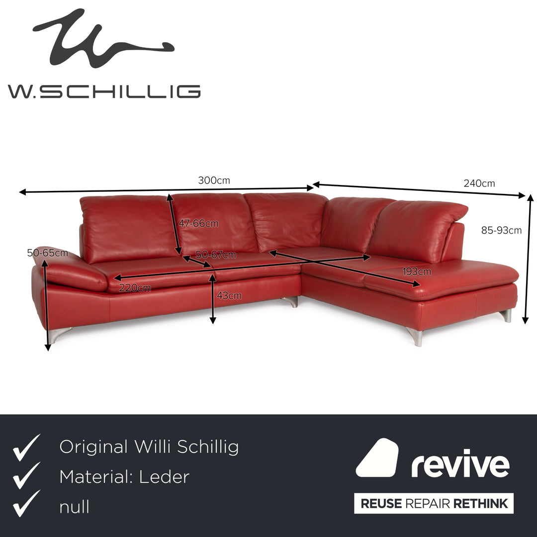 Willi Schillig Enjoy leather sofa set red corner sofa stool function
