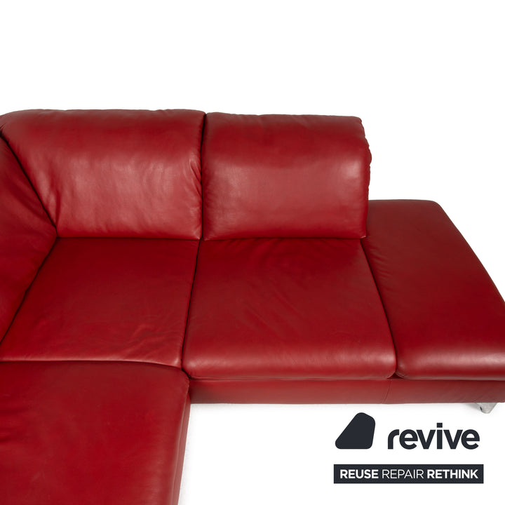 Willi Schillig Enjoy leather sofa set red corner sofa stool function