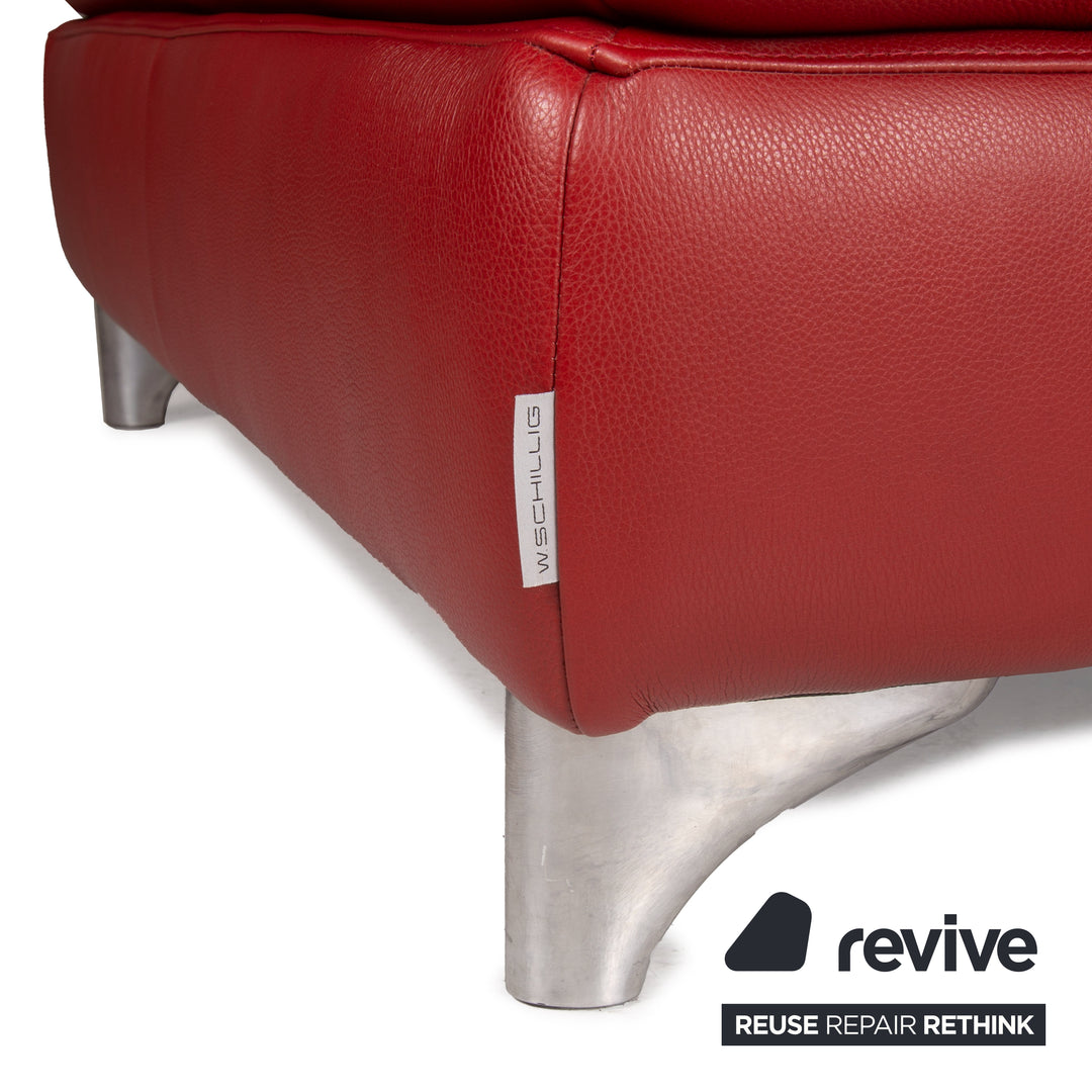 Willi Schillig Enjoy leather sofa set red corner sofa stool function