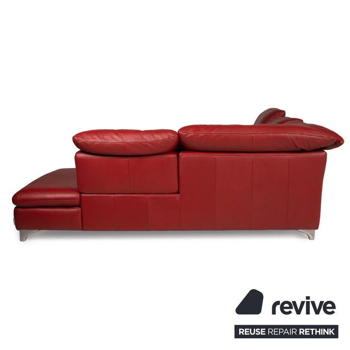 Willi Schillig Enjoy leather sofa set red corner sofa stool function