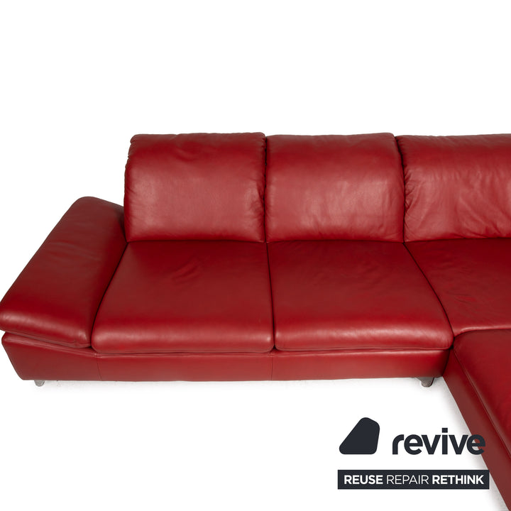Willi Schillig Enjoy leather sofa set red corner sofa stool function