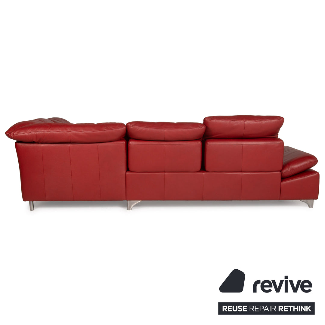 Willi Schillig Enjoy leather sofa set red corner sofa stool function