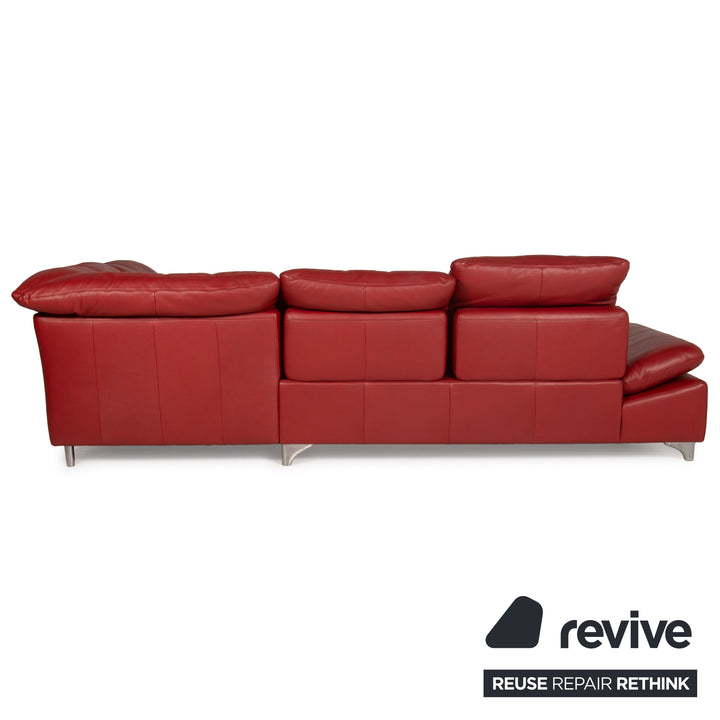 Willi Schillig Enjoy leather sofa set red corner sofa stool function