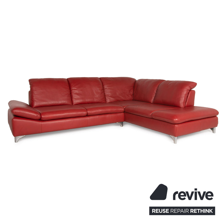 Willi Schillig Enjoy leather sofa set red corner sofa stool function