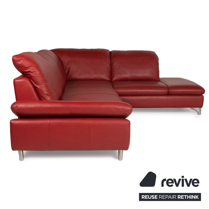 Willi Schillig Enjoy leather sofa set red corner sofa stool function