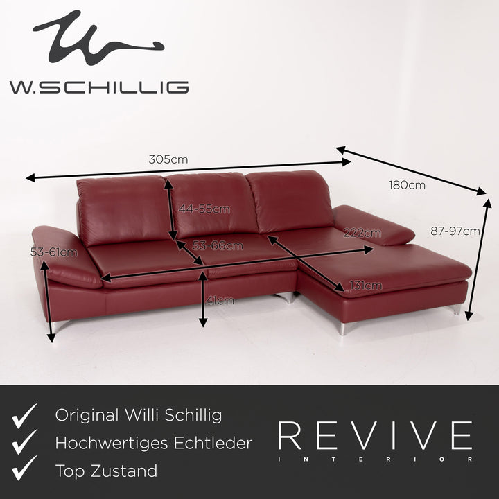 Willi Schillig Enjoy Leder Sofa Rot Ecksofa #14220