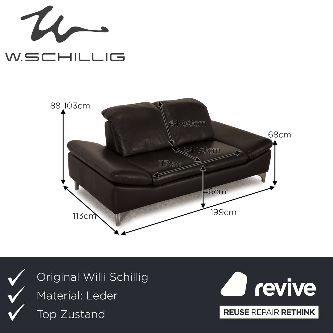 Willi Schillig Enjoy leather two-seater dark brown sofa couch function