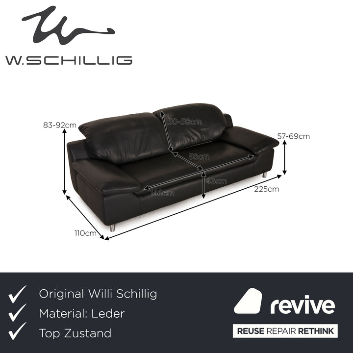 Willi Schillig Enjoy two-seater leather sofa anthracite couch