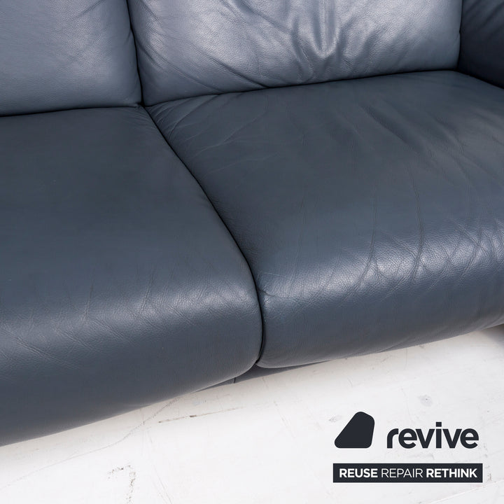 Willi Schillig Ergoline Leder Sofa Blau Zweisitzer Funktion Relaxfunktion Couch #12752