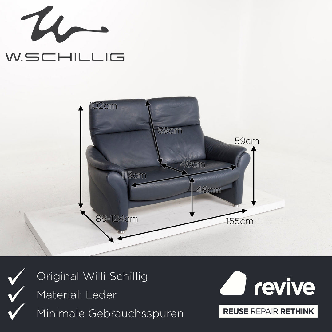 Willi Schillig Ergoline leather sofa blue two-seater function relax function couch #12752