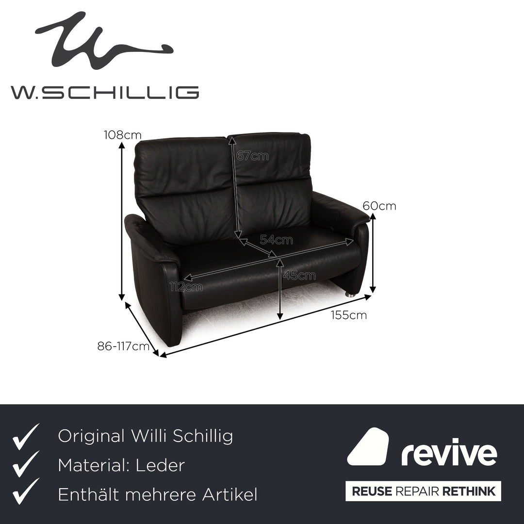 Willi Schillig Ergoline leather sofa set anthracite two-seater stool relax function couch