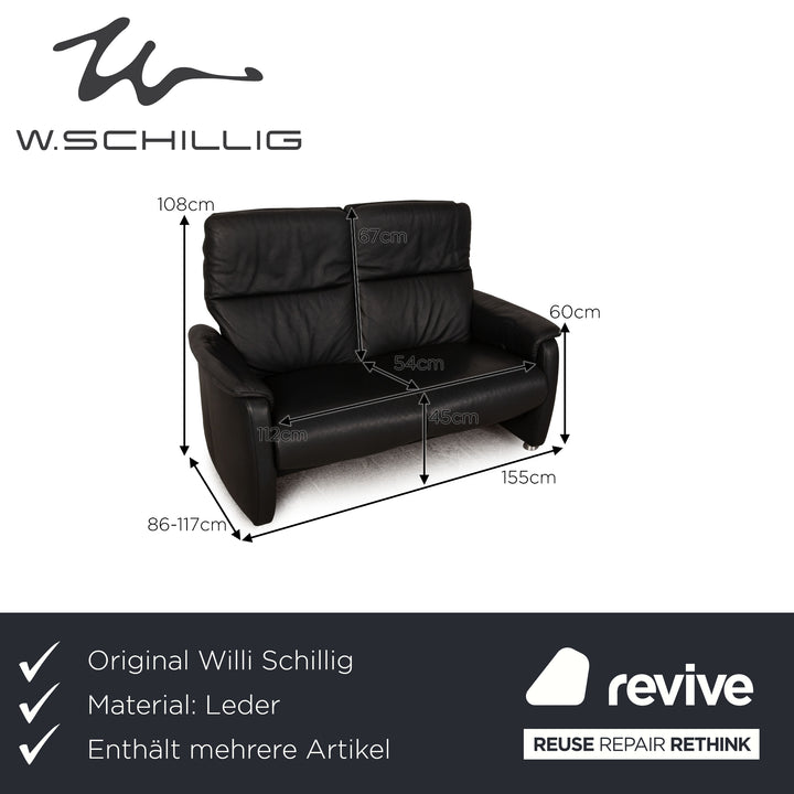 Willi Schillig Ergoline leather sofa set anthracite two-seater stool relax function couch