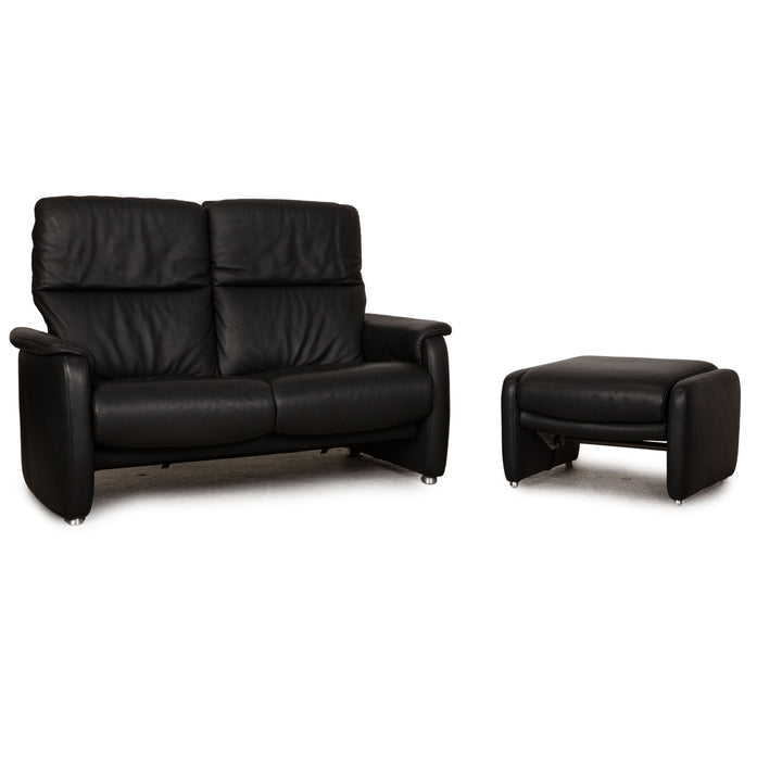 Willi Schillig Ergoline leather sofa set anthracite two-seater stool relax function couch