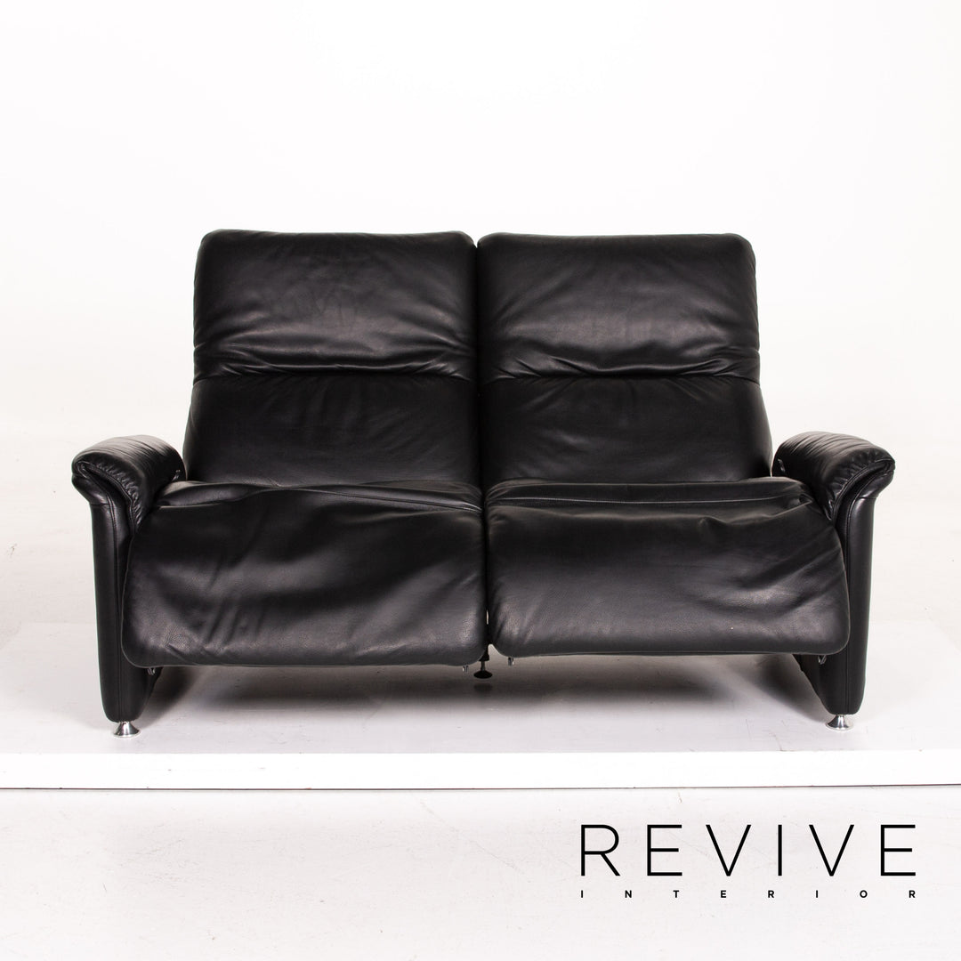 Willi Schillig Ergoline leather sofa black two-seater function relax function couch #14571