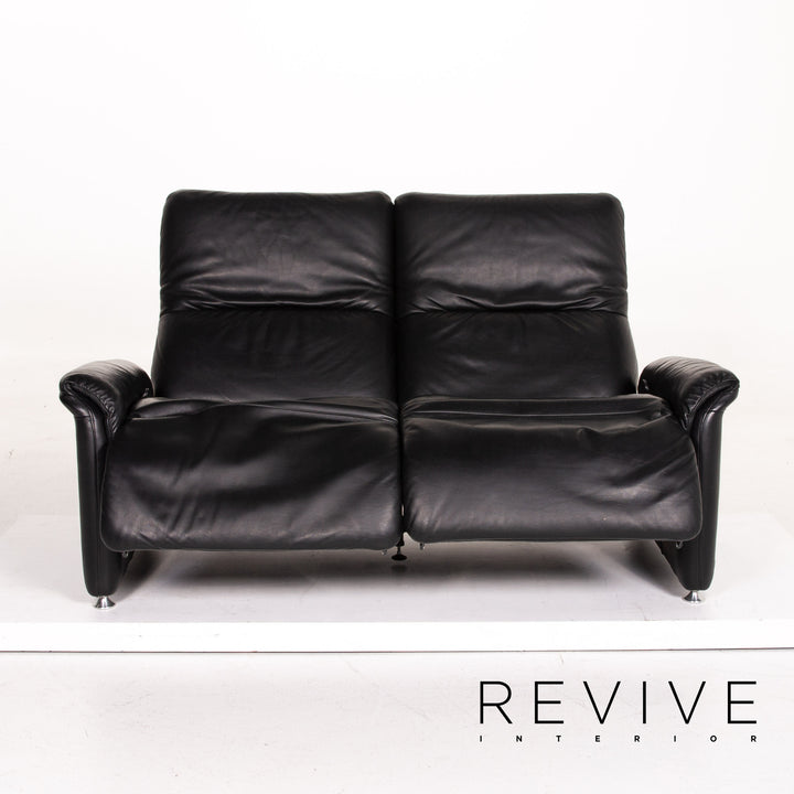 Willi Schillig Ergoline leather sofa black two-seater function relax function couch #14571