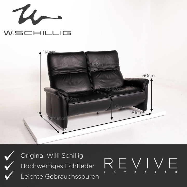 Willi Schillig Ergoline leather sofa black two-seater function relax function couch #14571