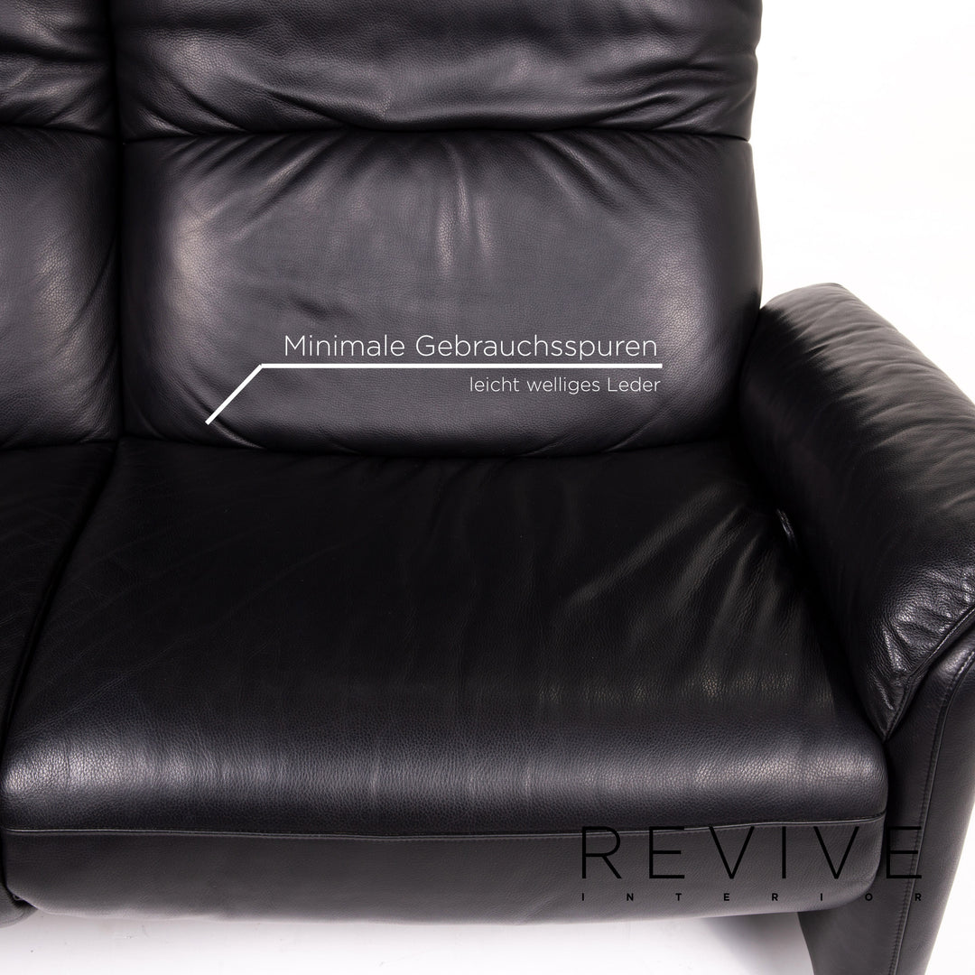 Willi Schillig Ergoline leather sofa black two-seater function relax function couch #14571