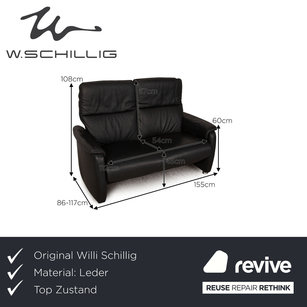 Willi Schillig Ergoline leather two-seater sofa anthracite relax function couch