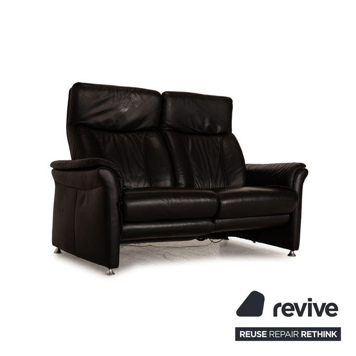 Willi Schillig Ergoline Plus Leder Zweisitzer Schwarz Sofa Couch elektrische Relax Funktion