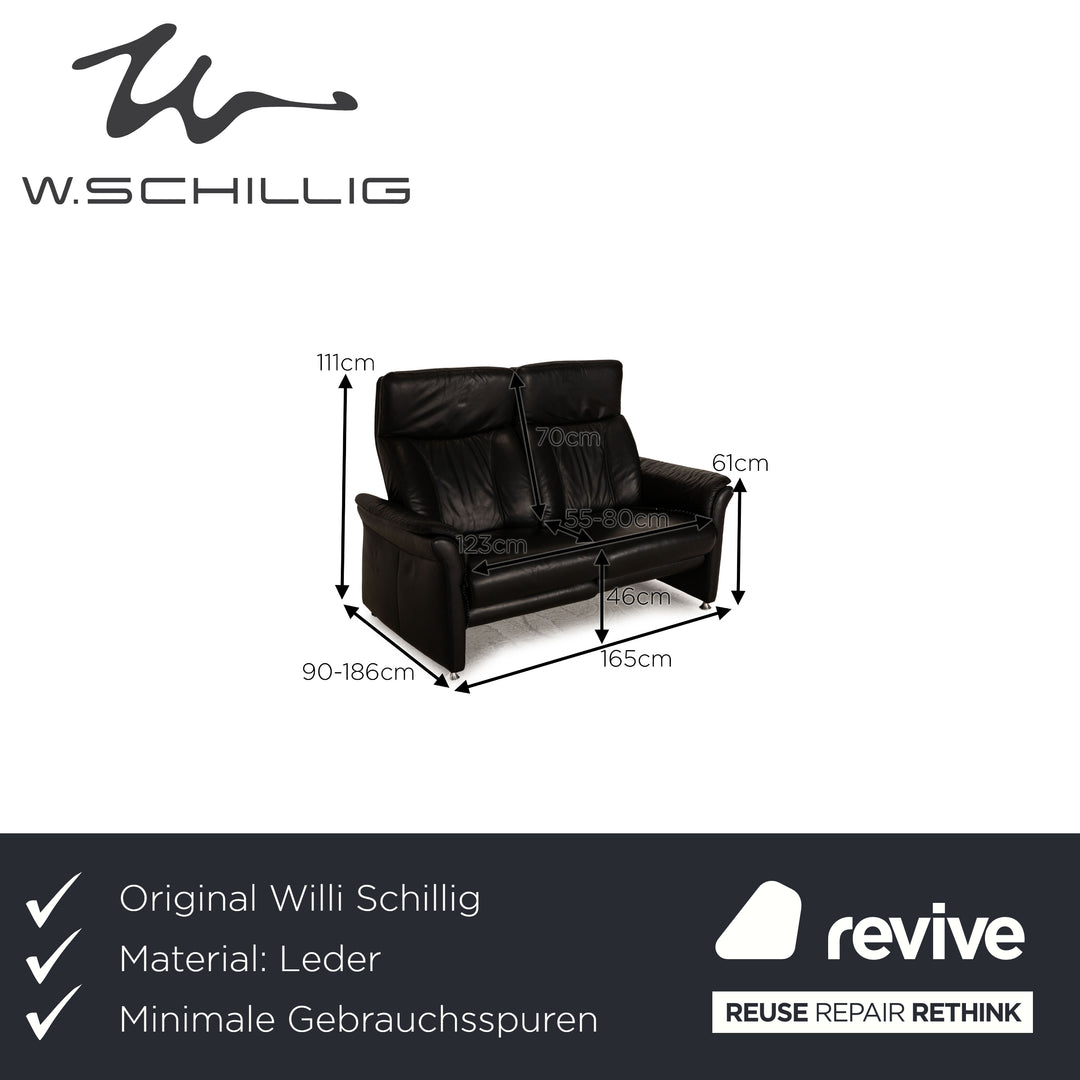 Willi Schillig Ergoline Plus Leder Zweisitzer Schwarz Sofa Couch elektrische Relax Funktion
