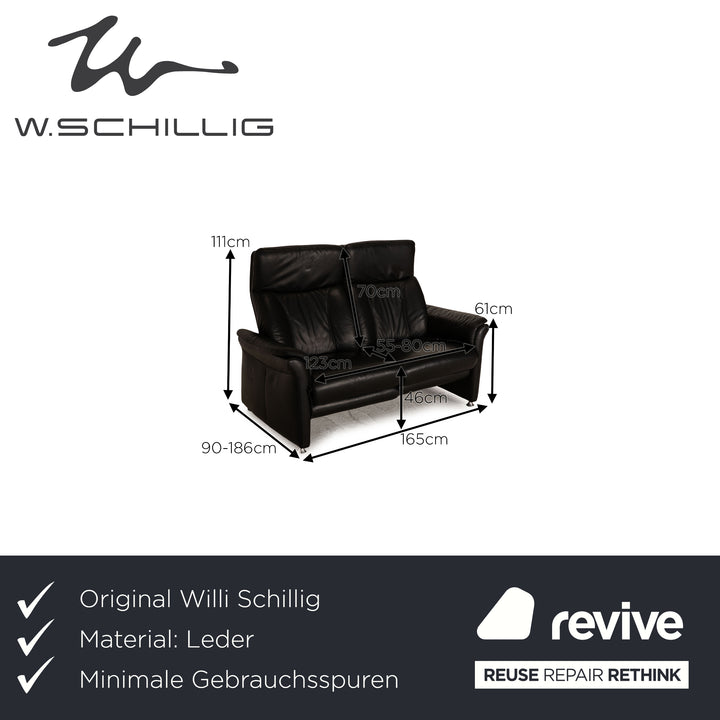 Willi Schillig Ergoline Plus Leder Zweisitzer Schwarz Sofa Couch elektrische Relax Funktion