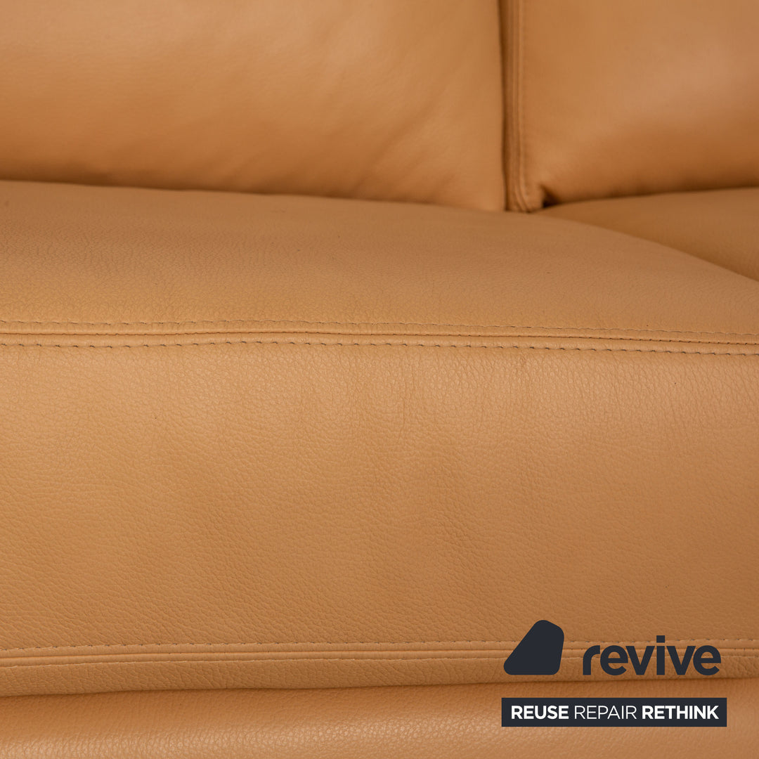 Willi Schillig Leder Dreisitzer Beige Sofa Couch