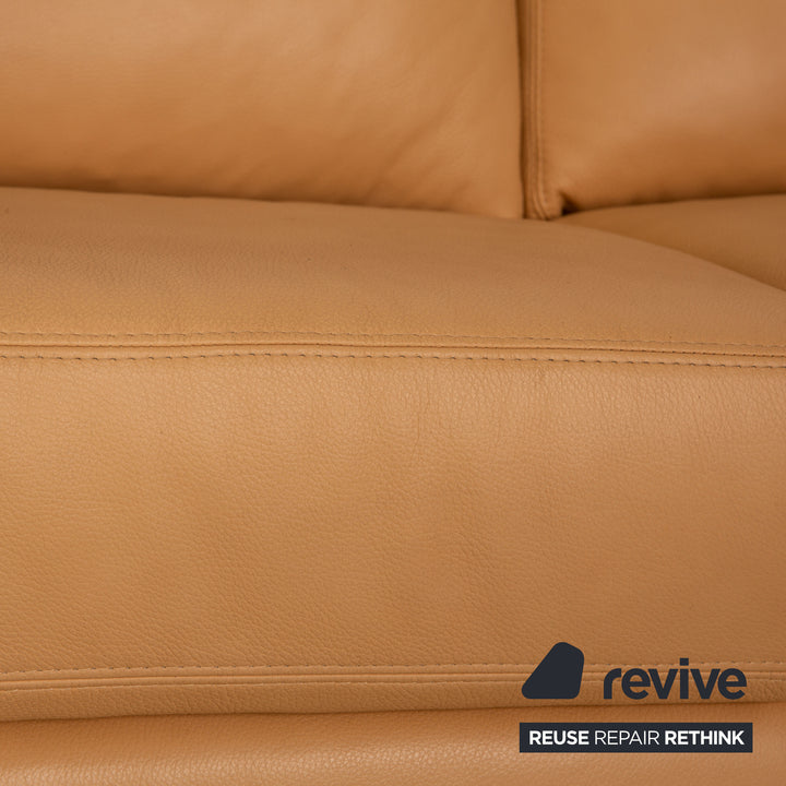 Willi Schillig Leder Dreisitzer Beige Sofa Couch