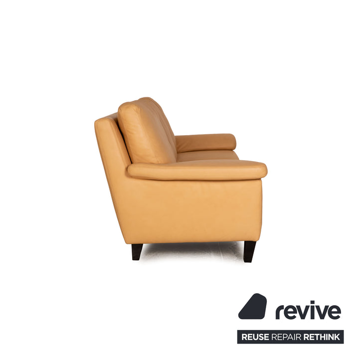 Willi Schillig Leder Dreisitzer Beige Sofa Couch
