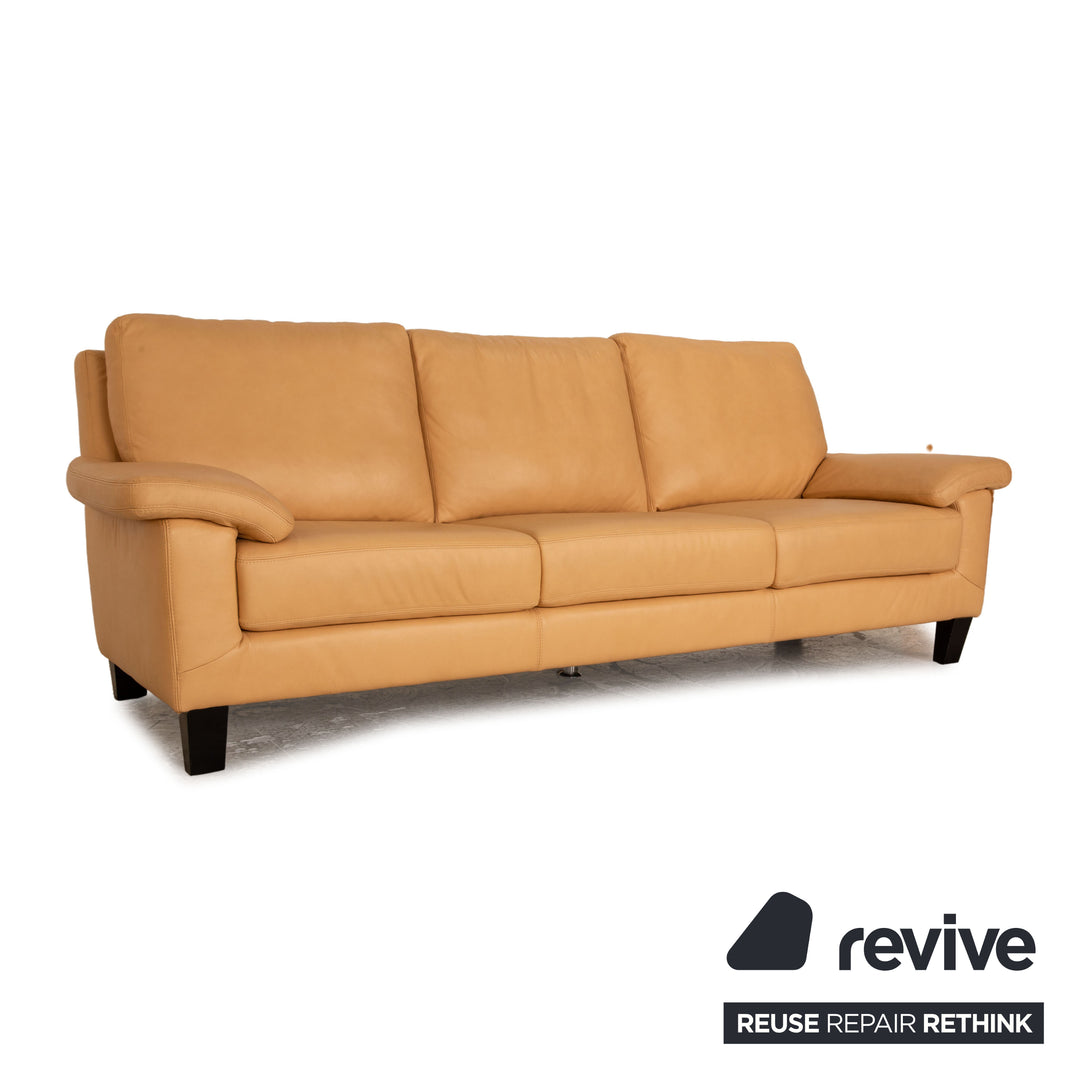 Willi Schillig Leder Dreisitzer Beige Sofa Couch