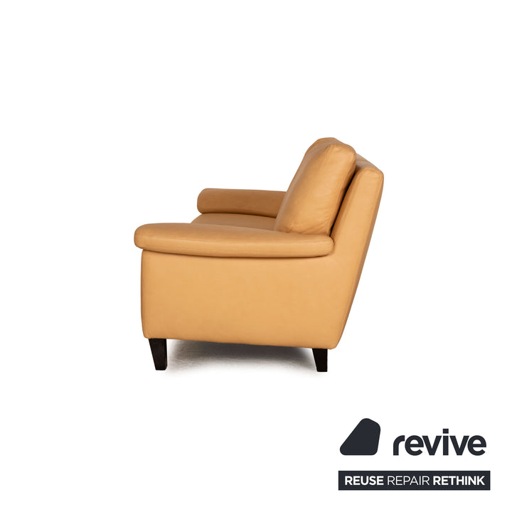 Willi Schillig Leder Dreisitzer Beige Sofa Couch