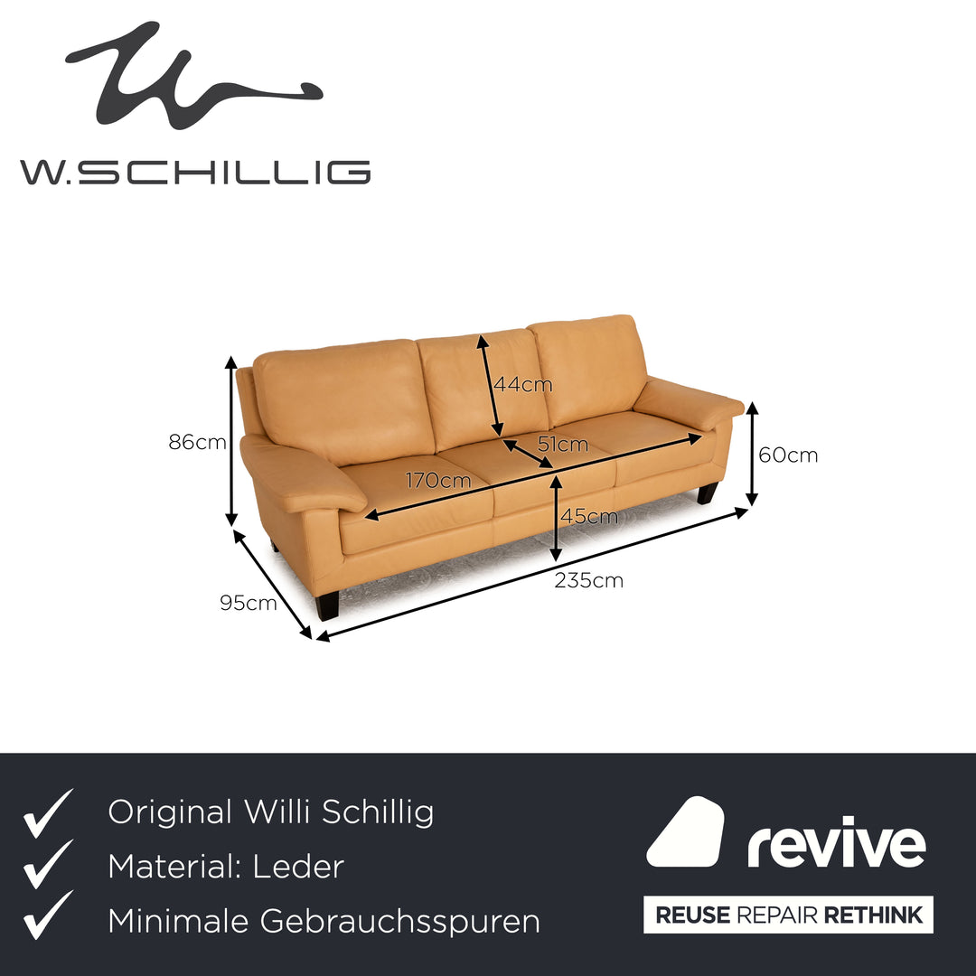 Willi Schillig Leder Dreisitzer Beige Sofa Couch