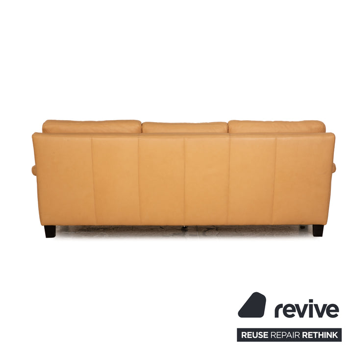 Willi Schillig Leder Dreisitzer Beige Sofa Couch