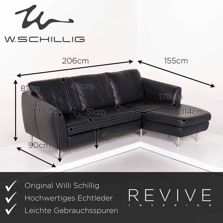 Willi Schillig Leder Ecksofa Anthrazit Grau Sofa Couch #12232