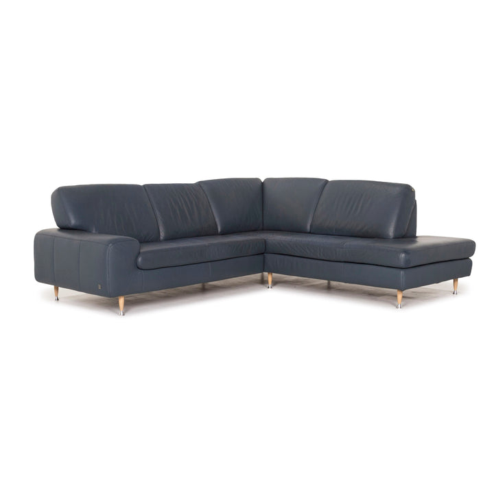 Willi Schillig Leather Corner Sofa Blue Sofa Couch #12815