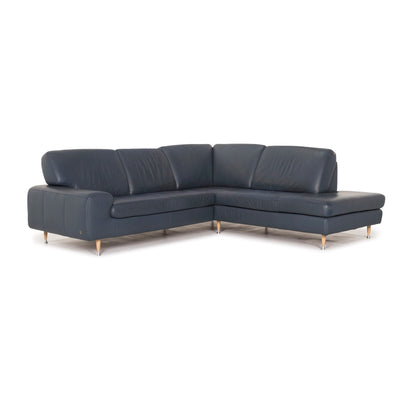 Willi Schillig Leder Ecksofa Blau Sofa Couch #12815
