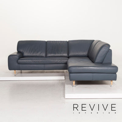 Willi Schillig Leder Ecksofa Blau Sofa Couch #12815