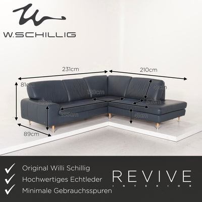 Willi Schillig Leder Ecksofa Blau Sofa Couch #12815